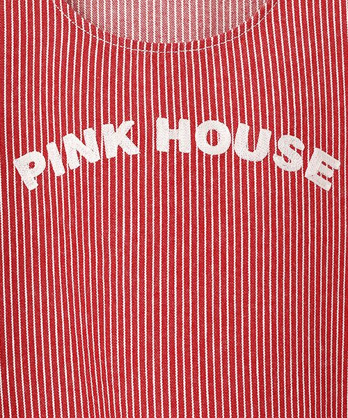 PINK HOUSE / ピンクハウス ロング・マキシ丈ワンピース | ネームワッペンいっぱいヒッコリージャンパースカート | 詳細6