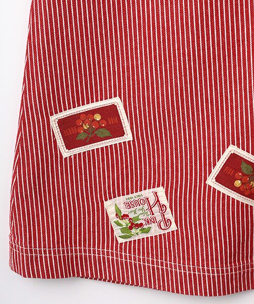 PINK HOUSE / ピンクハウス ロング・マキシ丈ワンピース | ネームワッペンいっぱいヒッコリージャンパースカート | 詳細7