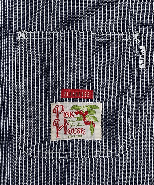 PINK HOUSE / ピンクハウス ロング・マキシ丈ワンピース | ネームワッペンいっぱいヒッコリージャンパースカート | 詳細9