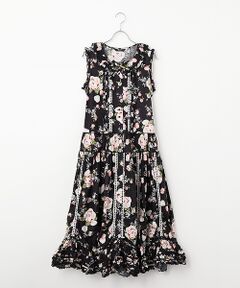 PINK HOUSE / ピンクハウス ロング・マキシ丈ワンピース | ポワン・ド・ローズプリントノースリーブワンピース