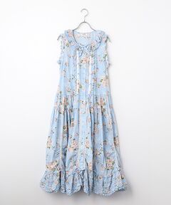 ポワン・ド・ローズプリントノースリーブワンピース