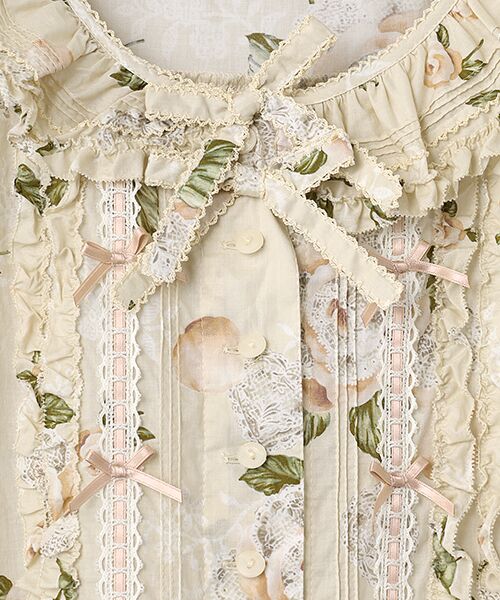 PINK HOUSE / ピンクハウス ロング・マキシ丈ワンピース | ポワン・ド・ローズプリントノースリーブワンピース | 詳細6