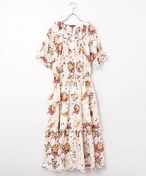 PINK HOUSE / ピンクハウス ロング・マキシ丈ワンピース | さくらんぼの日曜日プリントワンピース（シロ）