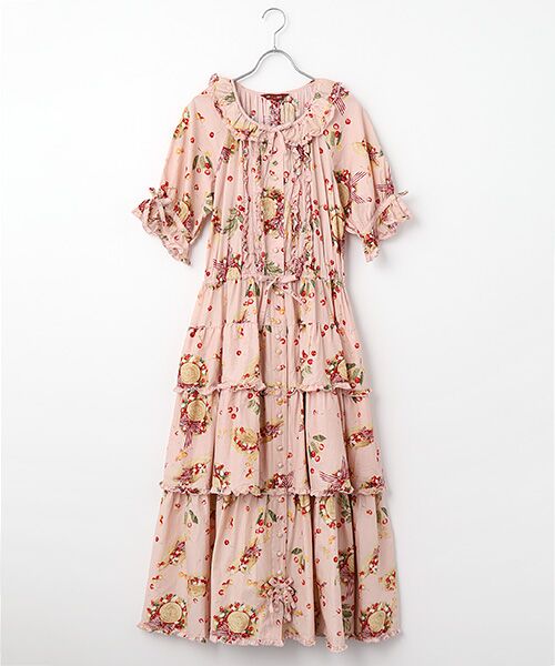 PINK HOUSE / ピンクハウス ロング・マキシ丈ワンピース | さくらんぼの日曜日プリントワンピース（ピンク）