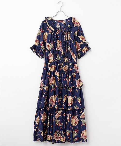 PINK HOUSE / ピンクハウス ロング・マキシ丈ワンピース | さくらんぼの日曜日プリントワンピース（ネイビー）