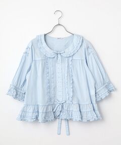 襟付きローンブラウス