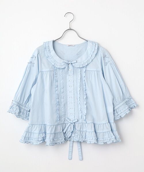 PINK HOUSE / ピンクハウス シャツ・ブラウス | 襟付きローンブラウス（アクアマリン）