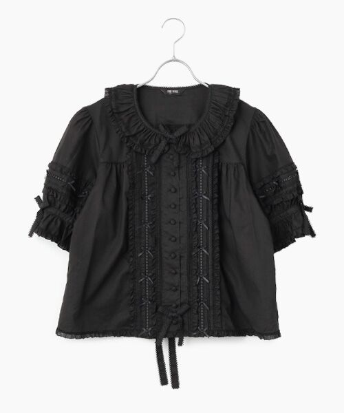 PINK HOUSE / ピンクハウス シャツ・ブラウス | フリル襟付きブラウス（クロ）
