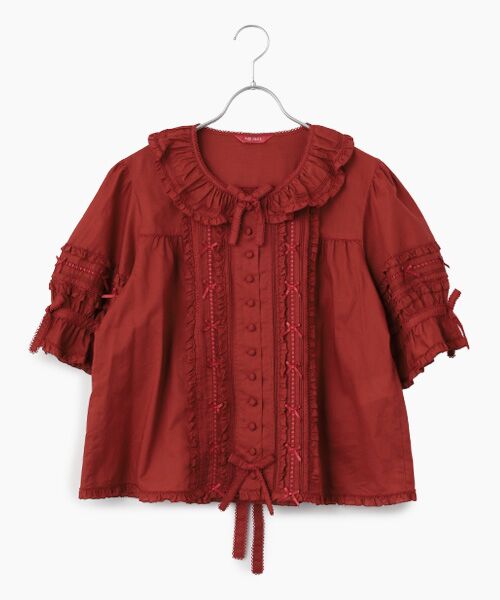 PINK HOUSE / ピンクハウス シャツ・ブラウス | フリル襟付きブラウス（アカ）