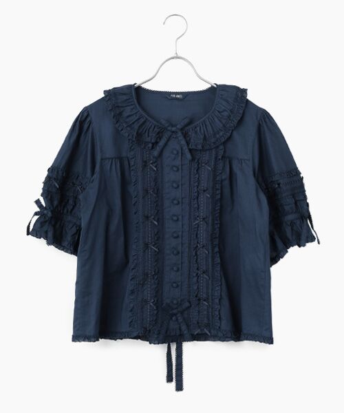 PINK HOUSE / ピンクハウス シャツ・ブラウス | フリル襟付きブラウス（ネイビー）
