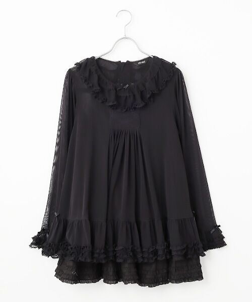 PINK HOUSE / ピンクハウス チュニック | ソフトチュールチュニックブラウス（クロ）