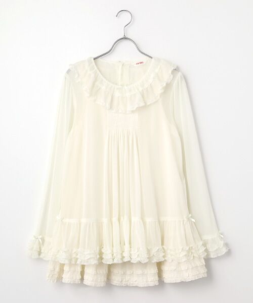 PINK HOUSE / ピンクハウス チュニック | ソフトチュールチュニックブラウス（アイボリー）