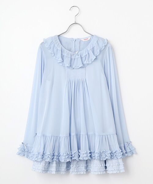 PINK HOUSE / ピンクハウス チュニック | ソフトチュールチュニックブラウス（アクアマリン）