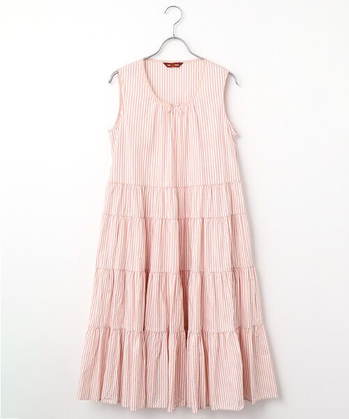 PINK HOUSE / ピンクハウス チュニック | ストライプノースリーブチュニックブラウス（ピンク）