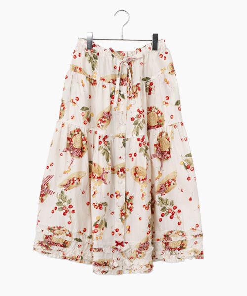 PINK HOUSE / ピンクハウス ロング・マキシ丈スカート | さくらんぼの日曜日プリントスカート（シロ）