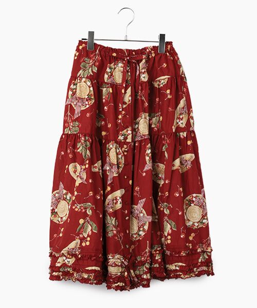 PINK HOUSE / ピンクハウス ロング・マキシ丈スカート | さくらんぼの日曜日プリントスカート（アカ）