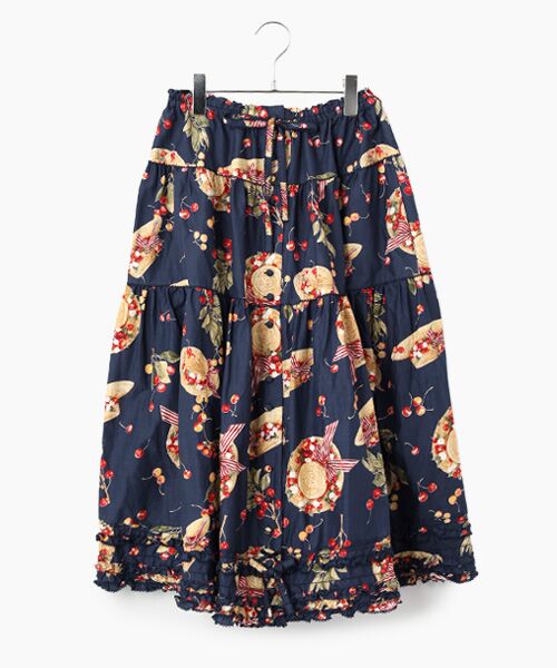 PINK HOUSE / ピンクハウス ロング・マキシ丈スカート | さくらんぼの日曜日プリントスカート（ネイビー）
