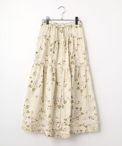 PINK HOUSE / ピンクハウス ロング・マキシ丈スカート | ポワン・ド・ローズプリントスカート（キナリ）