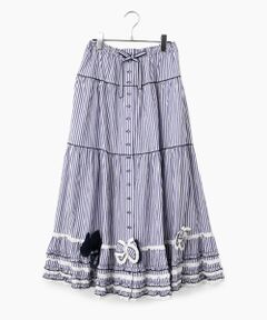 PINK HOUSE / ピンクハウス ロング・マキシ丈スカート | リボンいっぱいストライプスカート