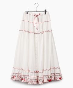 PINK HOUSE / ピンクハウス ロング・マキシ丈スカート | チェリーモチーフ使いフリルスカート