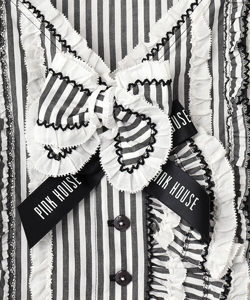 PINK HOUSE / ピンクハウス ベスト | ローンフリル使いストライプベストブラウス | 詳細1