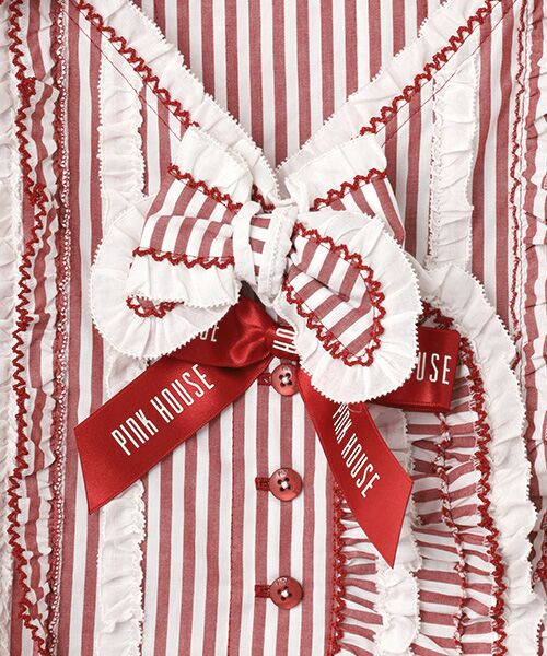 PINK HOUSE / ピンクハウス ベスト | ローンフリル使いストライプベストブラウス | 詳細2