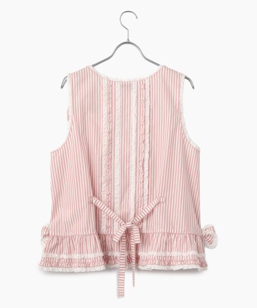 PINK HOUSE / ピンクハウス ベスト | ローンフリル使いストライプベストブラウス | 詳細3
