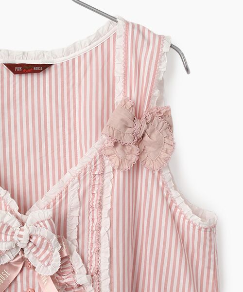 PINK HOUSE / ピンクハウス ベスト | ローンフリル使いストライプベストブラウス | 詳細4