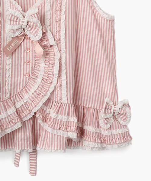 PINK HOUSE / ピンクハウス ベスト | ローンフリル使いストライプベストブラウス | 詳細5
