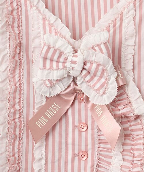 PINK HOUSE / ピンクハウス ベスト | ローンフリル使いストライプベストブラウス | 詳細6