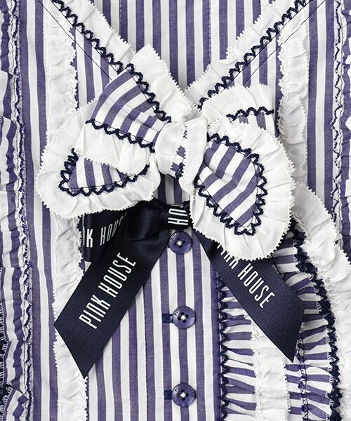 PINK HOUSE / ピンクハウス ベスト | ローンフリル使いストライプベストブラウス | 詳細7