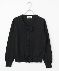 PINK HOUSE / ピンクハウス カーディガン・ボレロ | リボンモチーフ付き透かし柄カーディガン