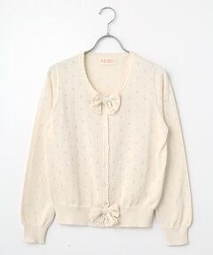 PINK HOUSE / ピンクハウス カーディガン・ボレロ | リボンモチーフ付き透かし柄カーディガン