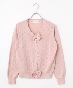 PINK HOUSE / ピンクハウス カーディガン・ボレロ | リボンモチーフ付き透かし柄カーディガン