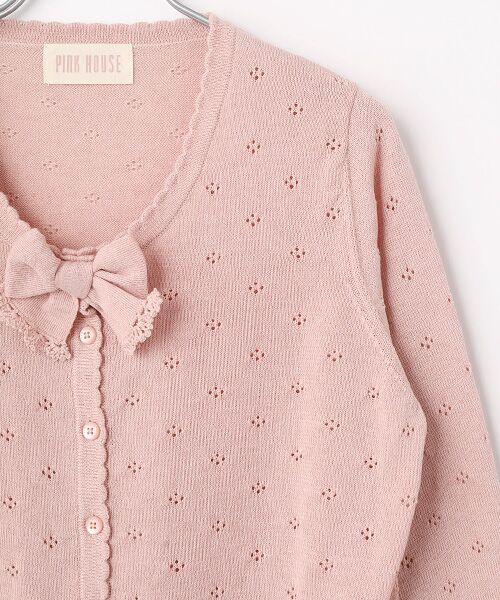 PINK HOUSE / ピンクハウス カーディガン・ボレロ | リボンモチーフ付き透かし柄カーディガン | 詳細4
