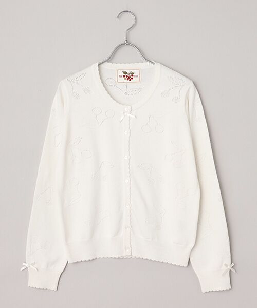 PINK HOUSE / ピンクハウス カーディガン・ボレロ | チェリー柄ニットカーディガン（シロ）