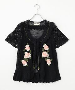 PINK HOUSE / ピンクハウス ベスト | ポワン・ド・ローズモチーフニットベスト