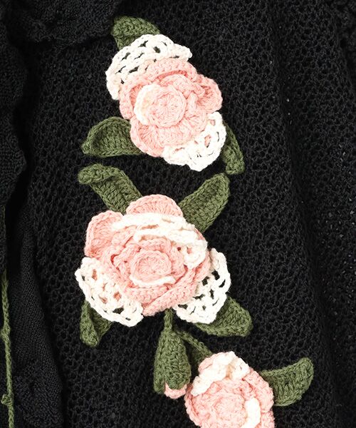 PINK HOUSE / ピンクハウス ベスト | ポワン・ド・ローズモチーフニットベスト | 詳細1