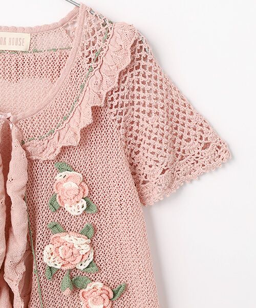 PINK HOUSE / ピンクハウス ベスト | ポワン・ド・ローズモチーフニットベスト | 詳細3