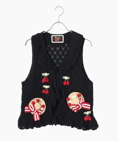PINK HOUSE / ピンクハウス ベスト | さくらんぼの日曜日モチーフ使いニットベスト