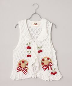 PINK HOUSE / ピンクハウス ベスト | さくらんぼの日曜日モチーフ使いニットベスト