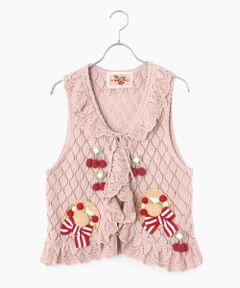 PINK HOUSE / ピンクハウス ベスト | さくらんぼの日曜日モチーフ使いニットベスト