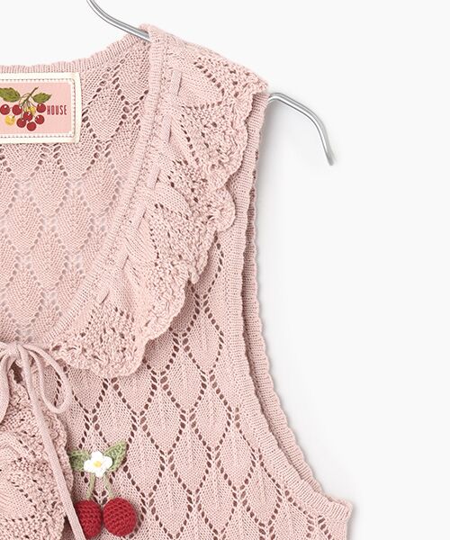 PINK HOUSE / ピンクハウス ベスト | さくらんぼの日曜日モチーフ使いニットベスト | 詳細5