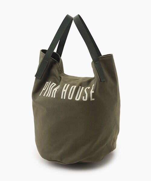 PINK HOUSE / ピンクハウス トートバッグ | ロゴプリントバケツ型バッグ（カーキ）