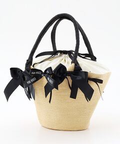 PINK HOUSE / ピンクハウス かごバック | リボンいっぱい麦わらかごバッグ