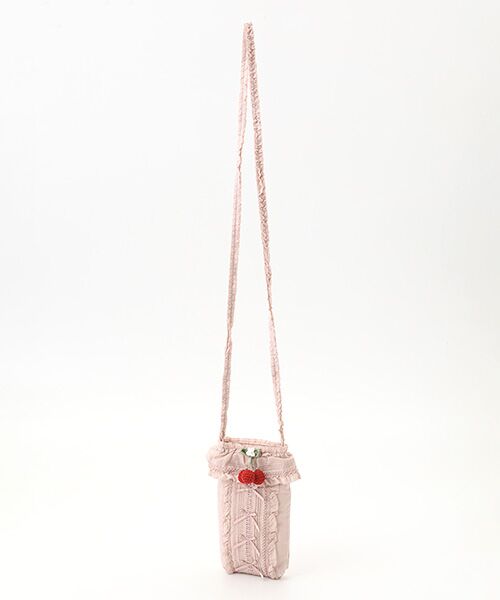 PINK HOUSE / ピンクハウス ショルダーバッグ | チェリーモチーフ付きフリルポシェット（ピンク）