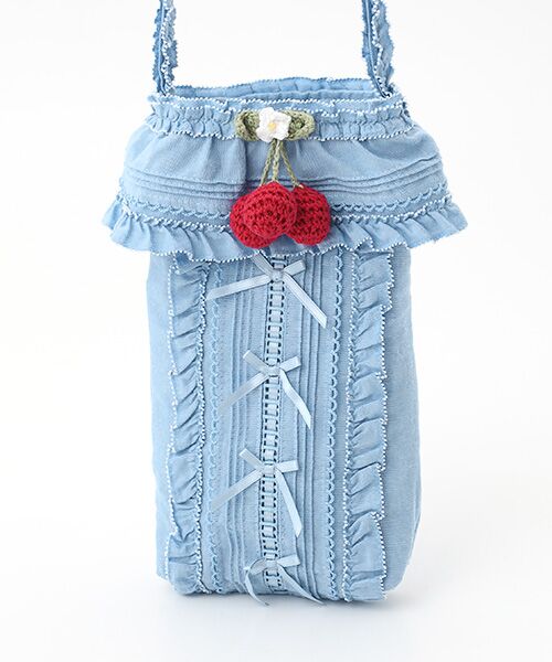 PINK HOUSE / ピンクハウス ショルダーバッグ | チェリーモチーフ付きフリルポシェット | 詳細7