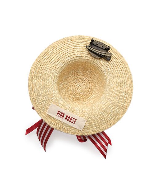 PINK HOUSE / ピンクハウス ブローチ・コサージュ | チェリーモチーフいっぱい麦わら帽子コサージュ | 詳細1