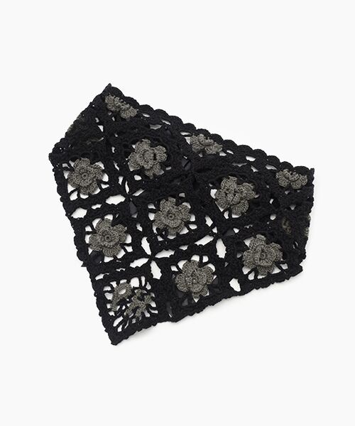 PINK HOUSE / ピンクハウス バンダナ・スカーフ | フラワークロシェバブーシュカ（クロ）