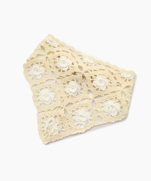 PINK HOUSE / ピンクハウス バンダナ・スカーフ | フラワークロシェバブーシュカ（キナリ）